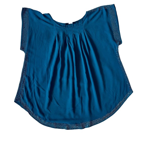 Moroccan Blue Scoop Neck Blouse  SMALL - Picture 4 of 6